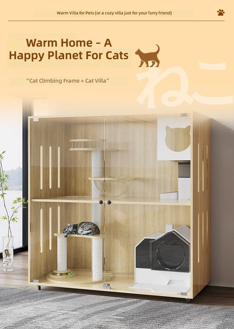 Luxury Indoor Cat Cage with Bed, House & Climbing Frame – Multi-Level Cat Villa for Small Spaces, Cat Enclosure, Kitten Playpen