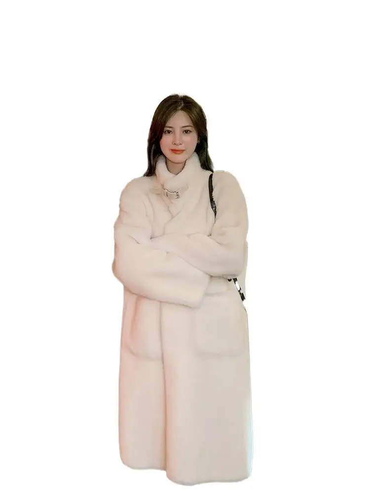 

2025 Women's Clothing Mid-Length Faux Rabbit Fur Coat Winter New 1201