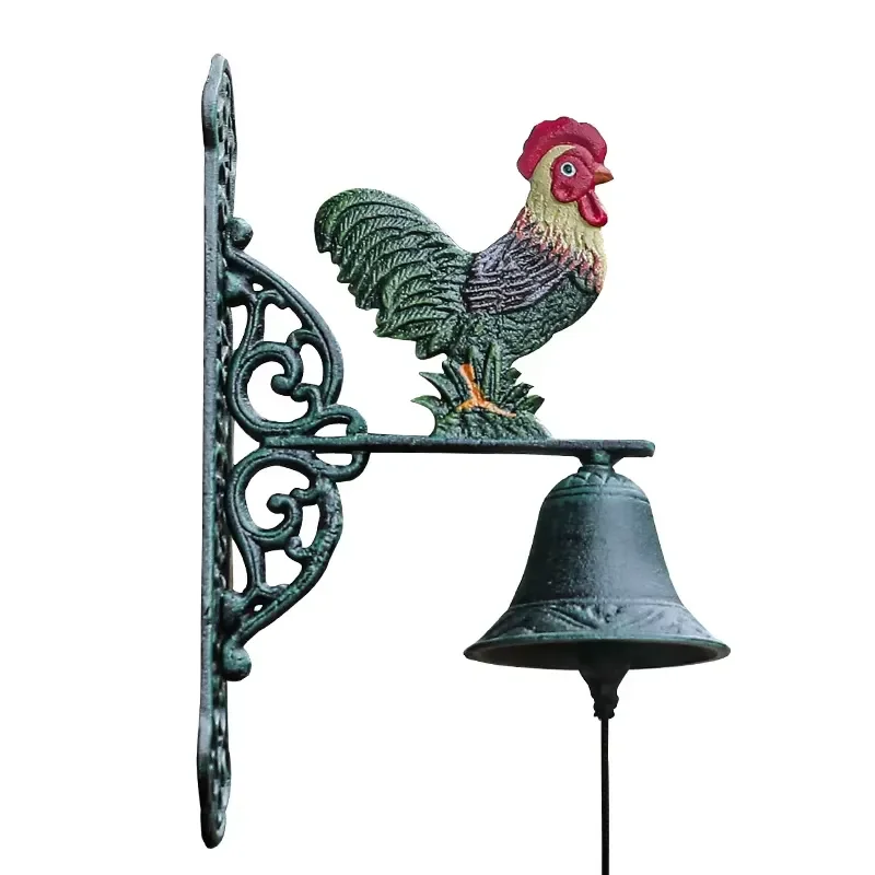 American Country Style Retro Rooster Wall Hanging Cast Iron Doorbell Home Garden Decoration Metal Crafts