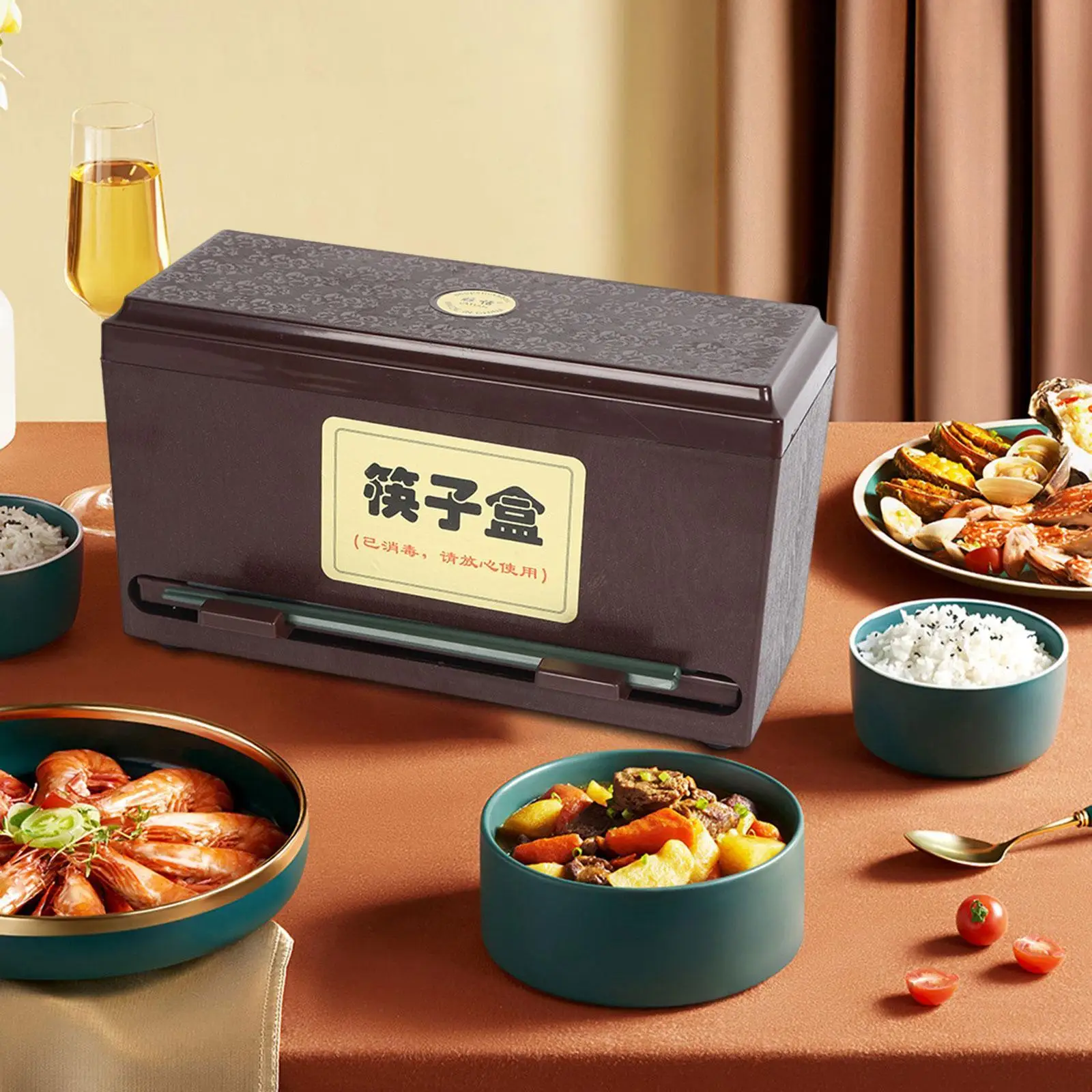 

Chopstick Dispenser Holder Press Type Container Tableware Utensil Holder Cutlery