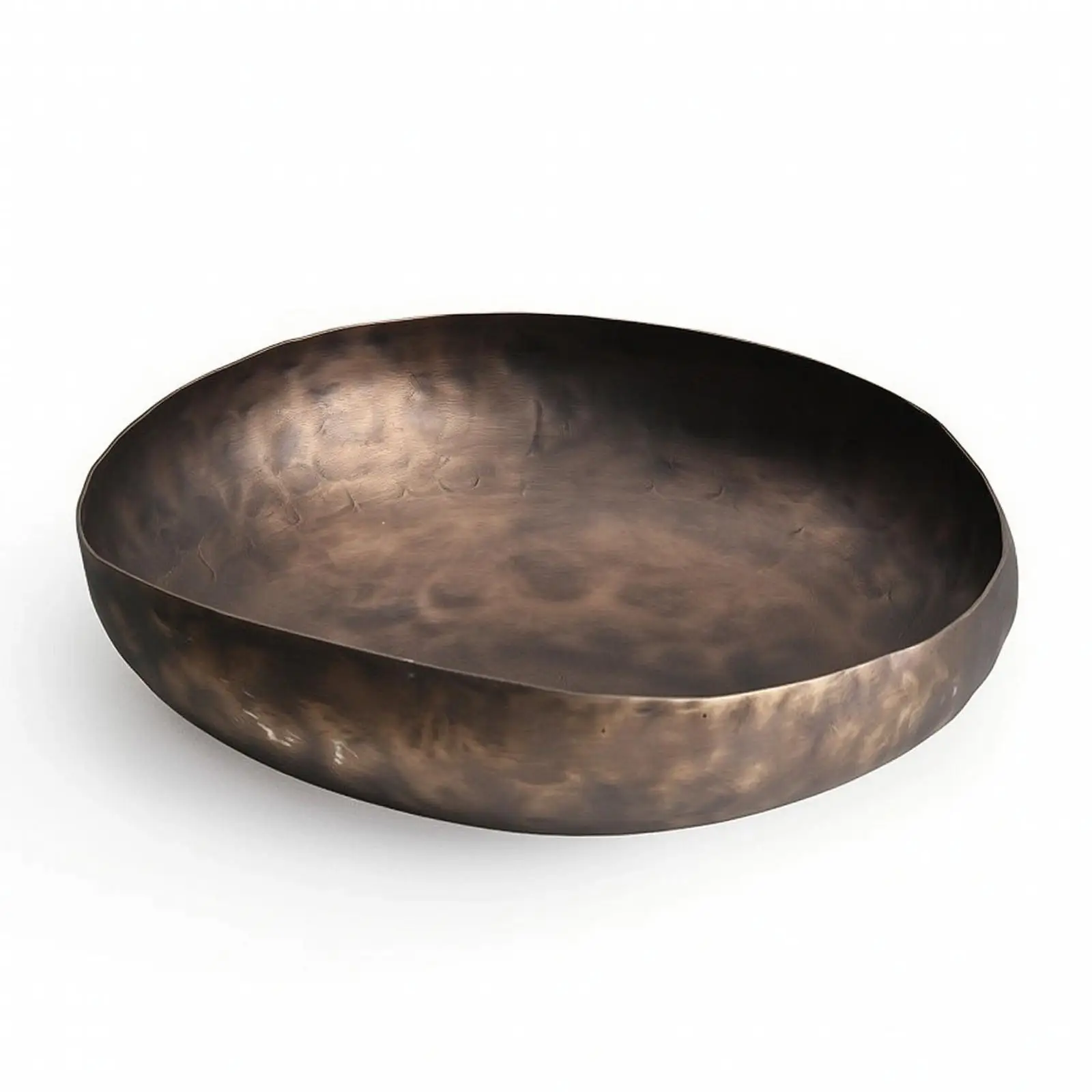 Oval Decorative Tray Handcrafted Aluminum Bowl for Entryway Console Home Decor Dark Bronze Textured Finish