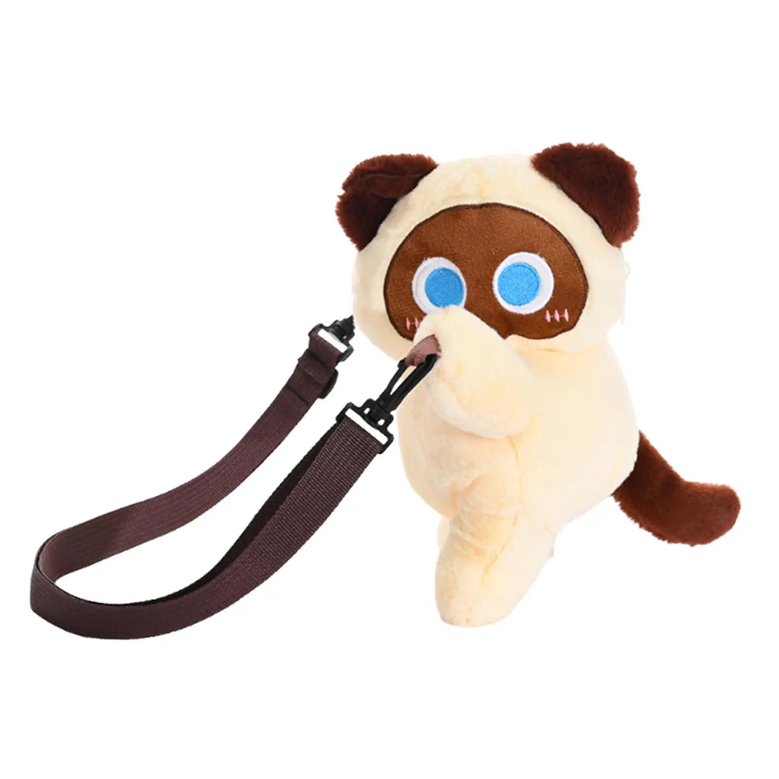 Cat Shaped Plush Crossbody Bag for Girls Women Adjustable Strap Stuffed Shoulder Purse Novelty Cute Kitty Handbag Casual Gift