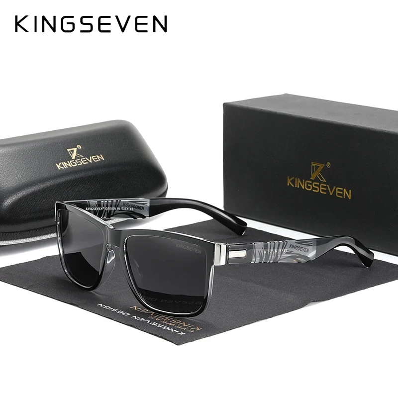 KINGSEVEN New Sports Sunglasses For Men Fashion Zebra Stripe High Quality TR90 Glasses UV400 Polarized HD Eye Protection Eyewear