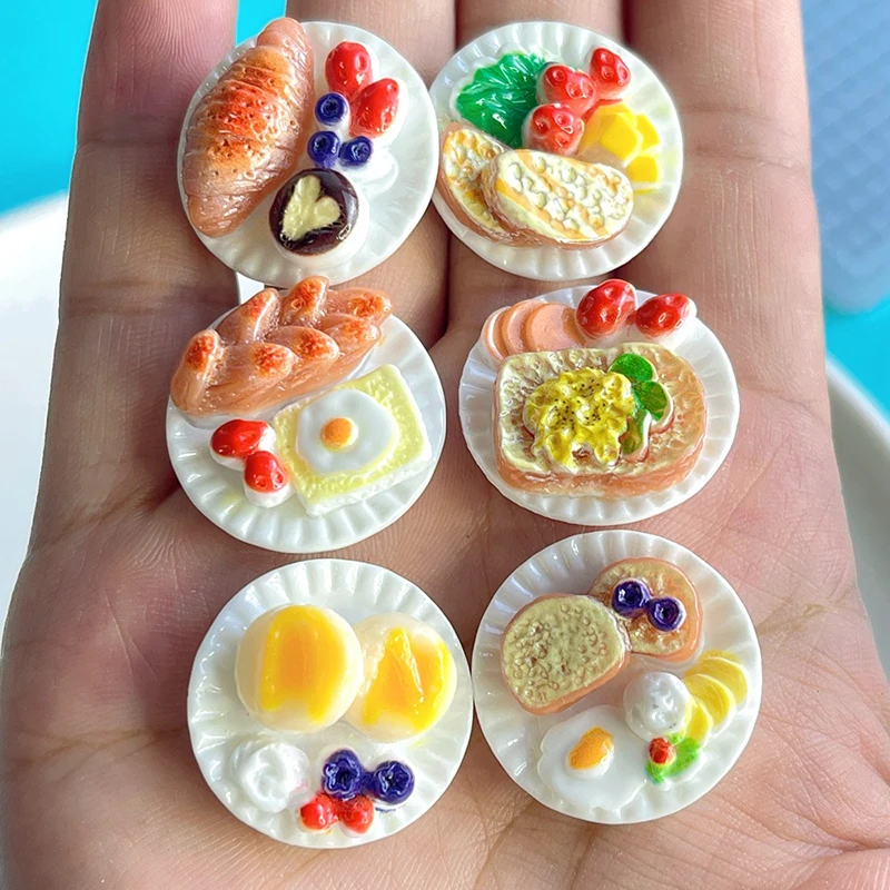 6 pièces/ensemble maison de poupée scène ornements bricolage Miniature paysage fée jardin décors accessoires maison de poupée Mini Dim Sum plateau