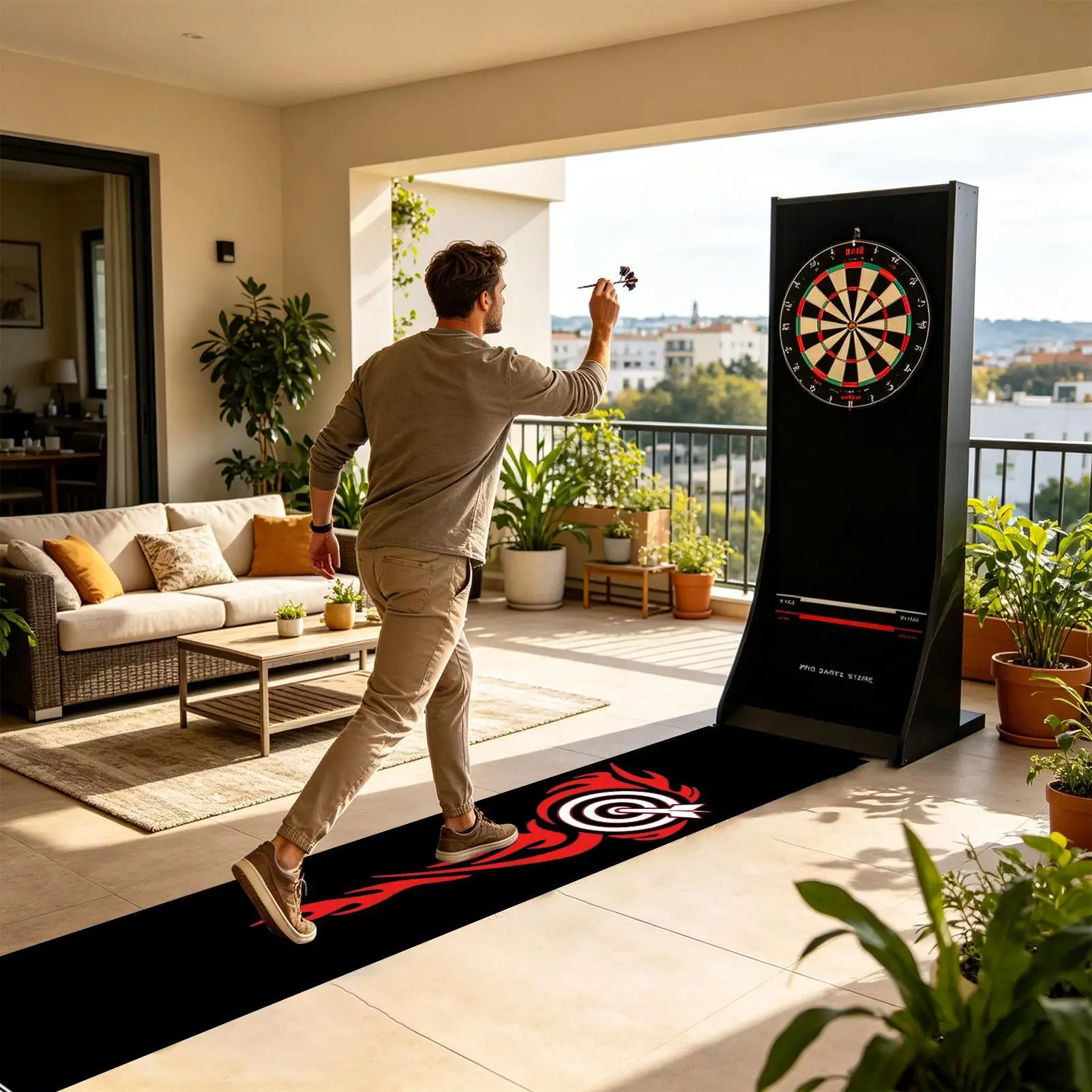 

Dart Mat Floor Protection with Throw Line Non-Slip Portable Protective Dart Mat for Game Room Recreation Center Sports Club