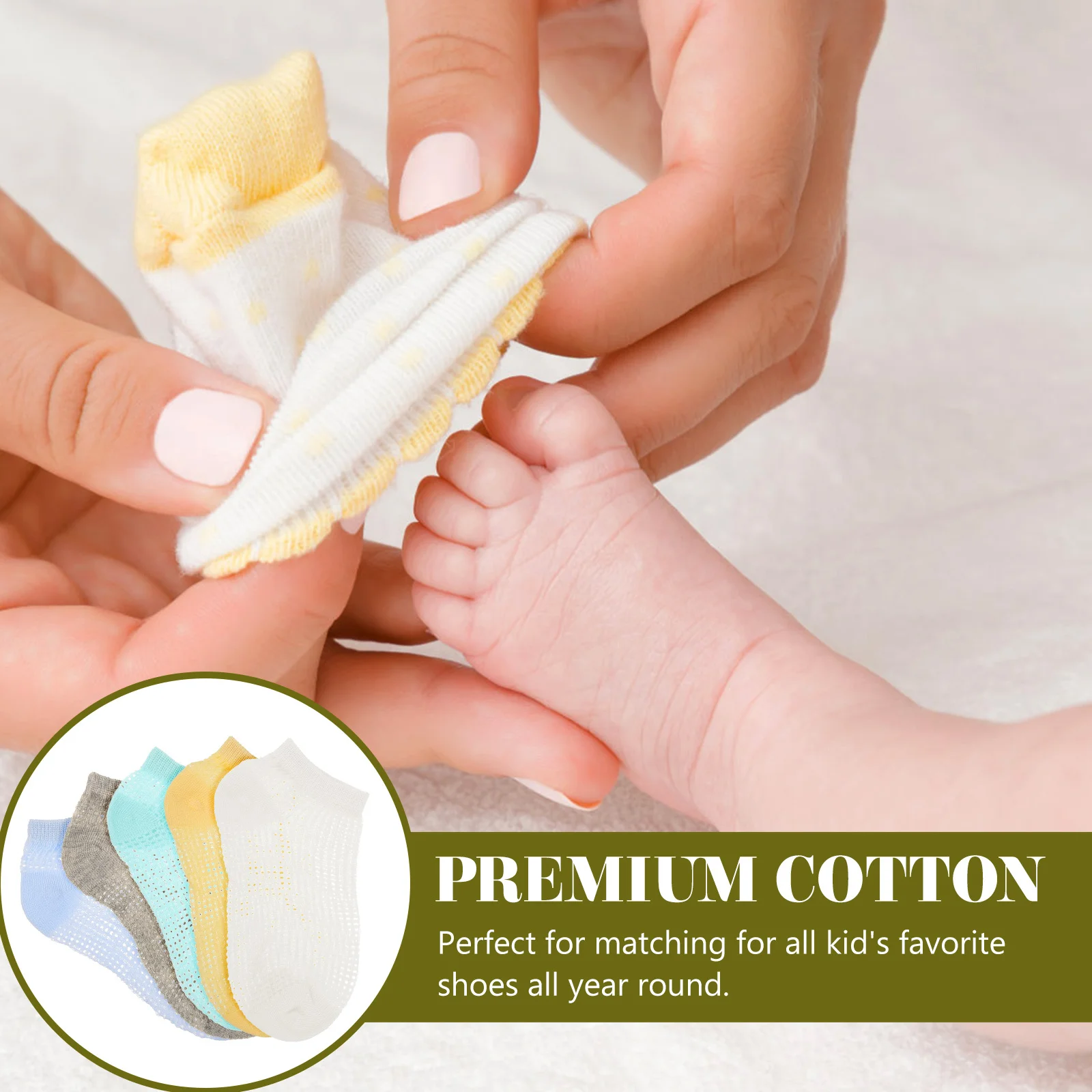 

5Pairs Baby Socks Ultra Thin Breathable Ankle 1-3 Years 5 Colors Perfect for All Favorite Shoes Baby Socks