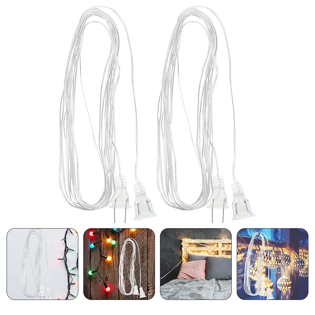 

2Pcs Light Extension Cord Outdoor Rated Reliable Performance Fine Texture Ideal for Party Supply Festival Decor String