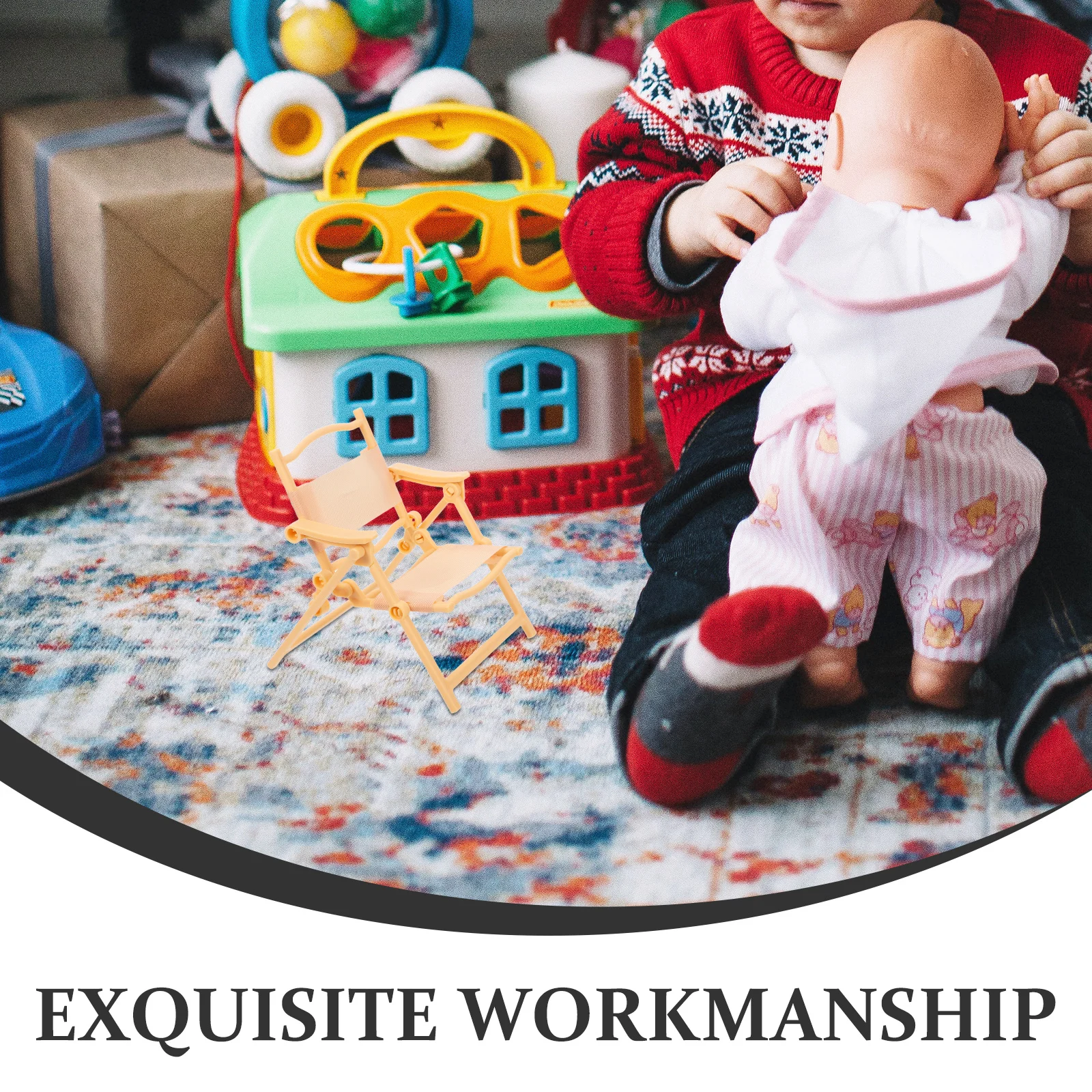 5 قطع كرسي شاطئ مصغر قابل للطي من البلاستيك للأطفال والتخييم في الهواء الطلق وإعداد بيت الدمى الداخلي كرسي خفيف الوزن قابل للطي #6