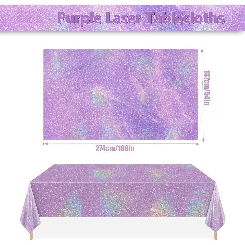 1/3pcs Laser Shiny Tablecloth, Shiny Disposable Rectangular Tablecloth, Birthday, Banquet Bride Wedding Party Supplies