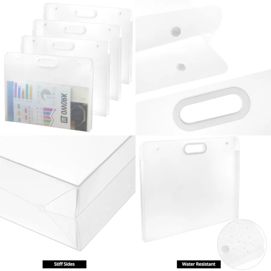 QWORK Art Portfolio Folder - 17x13 Inch Water-Resistant Solid Stiff Material 4 Pack Translucent Large Storage for Artwork Diamo