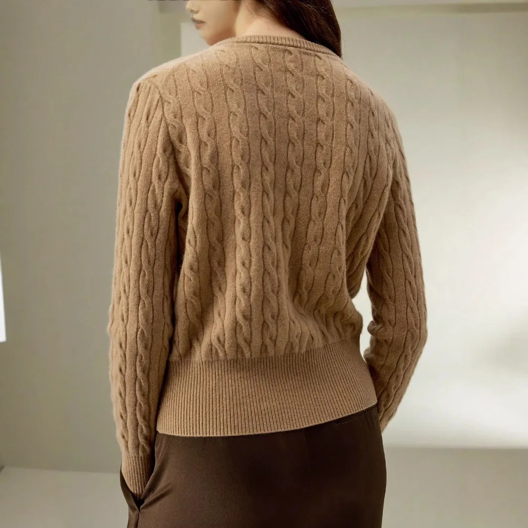 Loose Temperament Elegant Knitted Cardigan Autumn And Winter Button Sweater Twist Women's Clothing