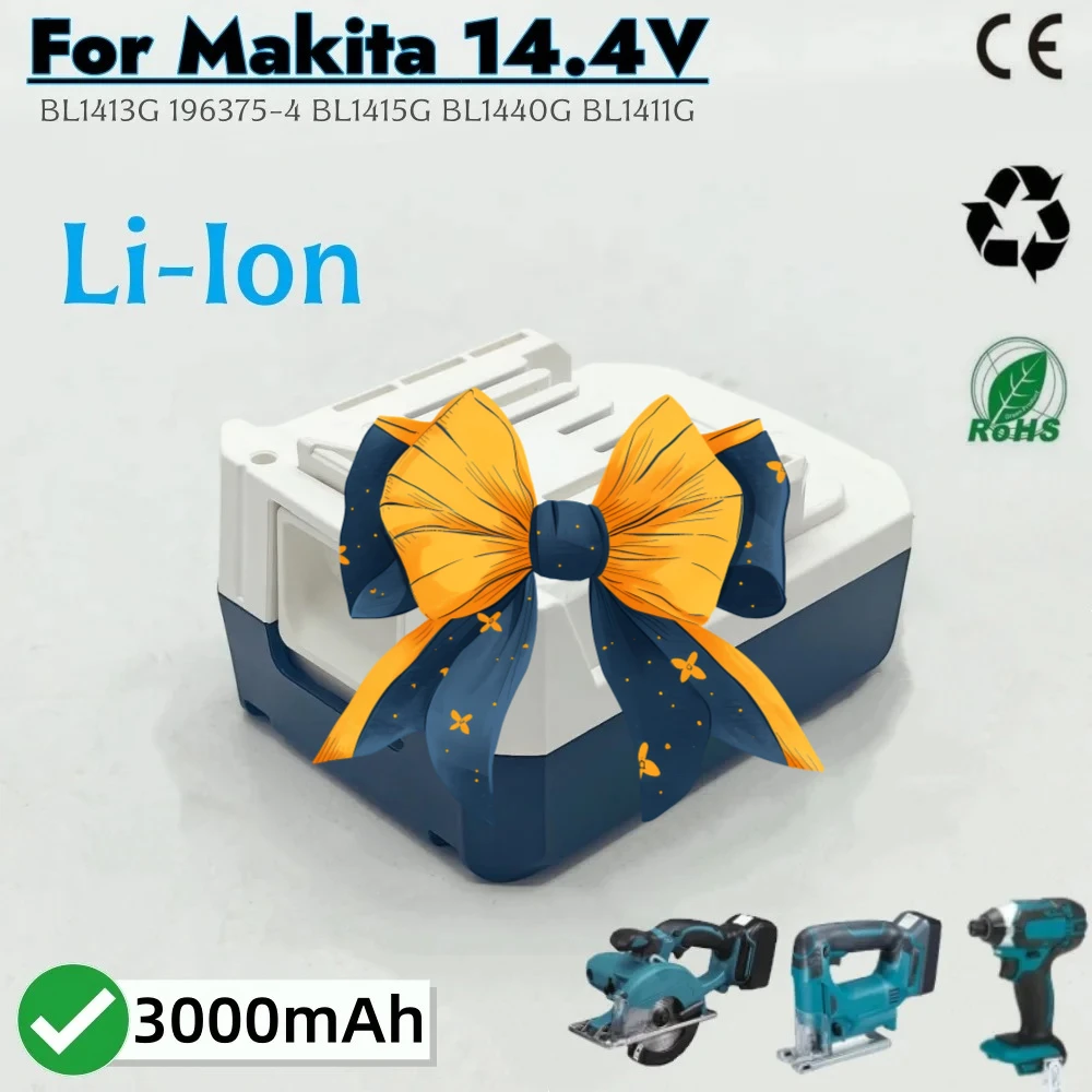 

Аккумулятор Li-Ion 14.4В (14.4VC) BL1415G BL1413G 196375-4 DC18WA для электроинструментов Makita 14.4V (модели UH480D, UH520D, UM165D, UR140D, DMR106)