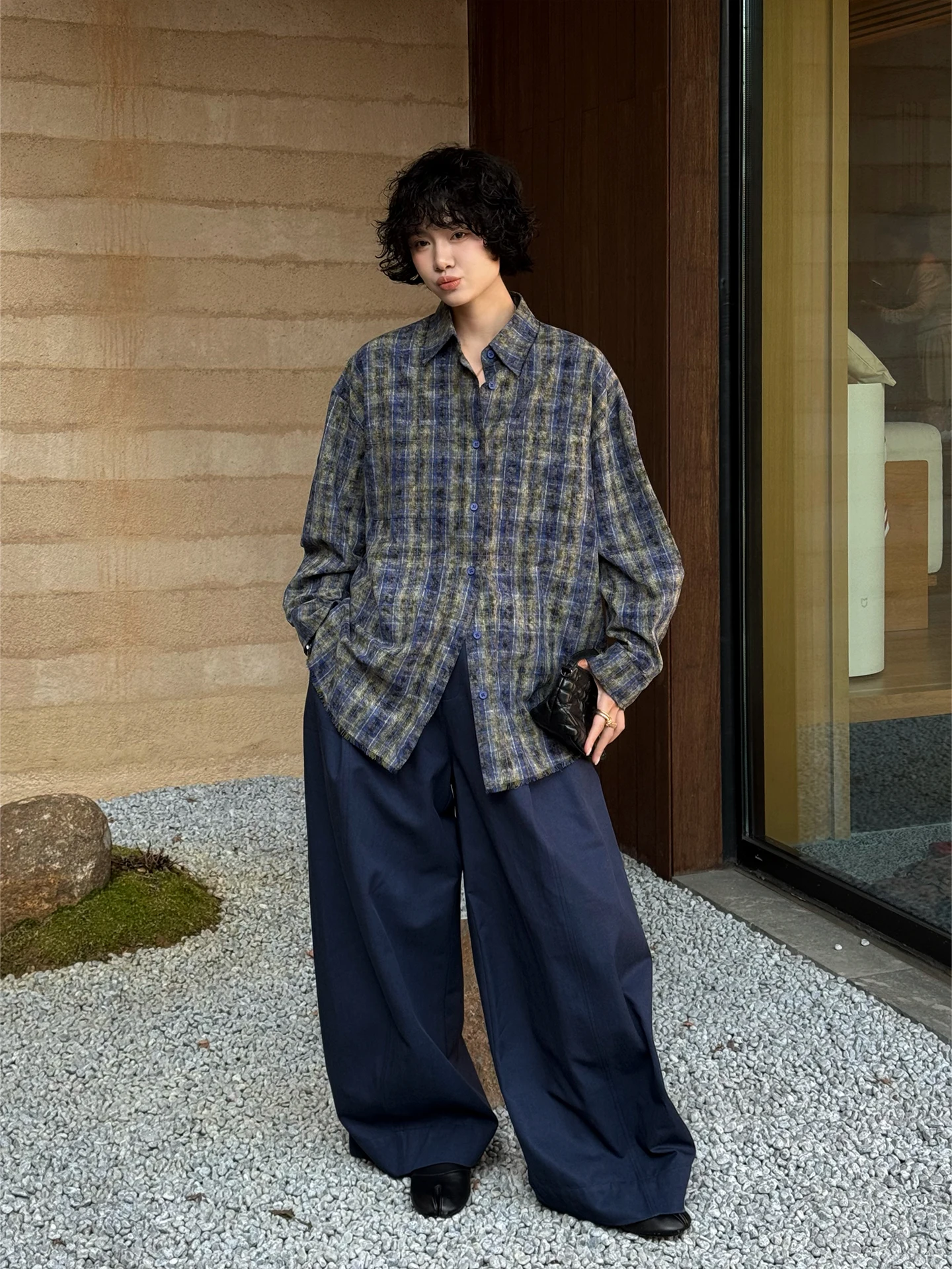 

BUUYIE Retro Plaid Shirt Women's Loose Casual Long Sleeve Top Comfortable Breathable Cotton Spring 2026 Korean Style