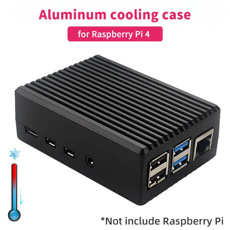 

Aluminum Alloy Case for Raspberry Pi 4 Model B Black Box Metal Shell Passive Cooling Enlosure Case