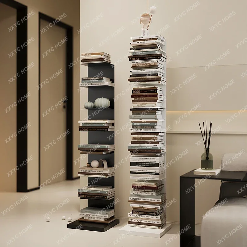 Invisible bookshelf Floor shelf Simple vertical wrought iron home living room corner narrow bookcase