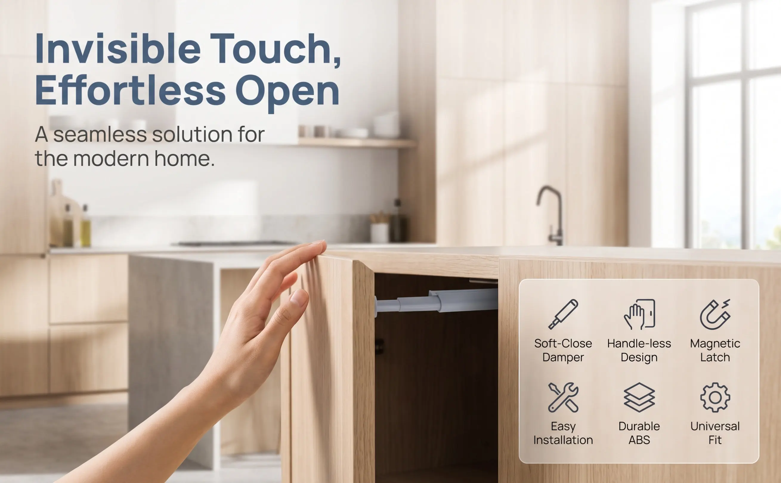5Pcs Rebound Hinge Cabinet Door Damper Buffer ABS Touch Open System for Home Office Kitchen Cabinet Soft Closing Hinges Drawer