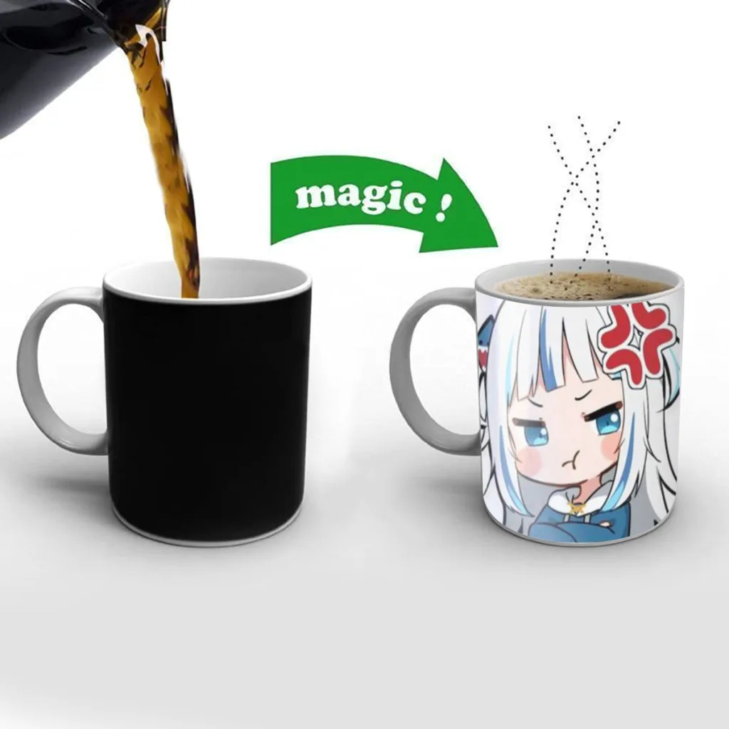 Hololive Gawr Gura Free shipping Mug Changing Color Ceramic Coffee Mugs Magic Tea Cup Best Gift