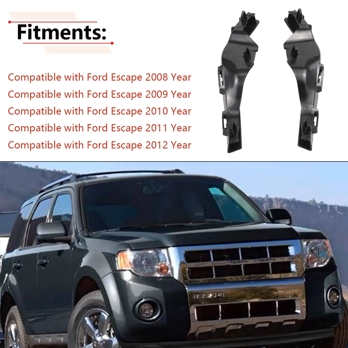 1 Pair Car Front Bumper Bracket Side Spacer Holder Left and Right For Ford Escape 2008 2009 2010 2011 2012