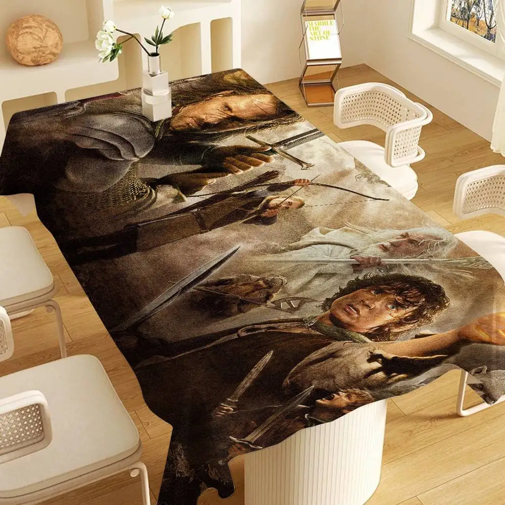 Movie L-Lord O-Of T-The Rings Table Stain Resistant Decorative Washable Polyester Tablecloths for Dining Table Parties