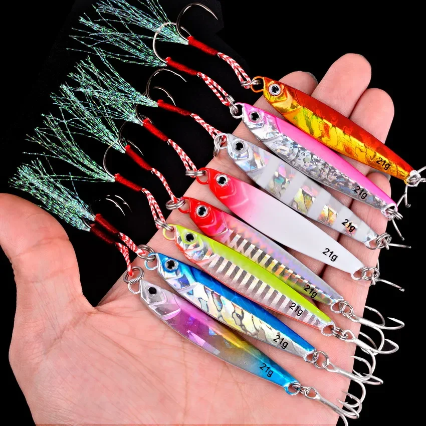 3/5/8pcs Metal Jig Fishing lure Set 7g 10g 14g 21g 28g 40g Sea Shore Casting Jigging lures Jigs Spoon Saltwater Artificial Bait