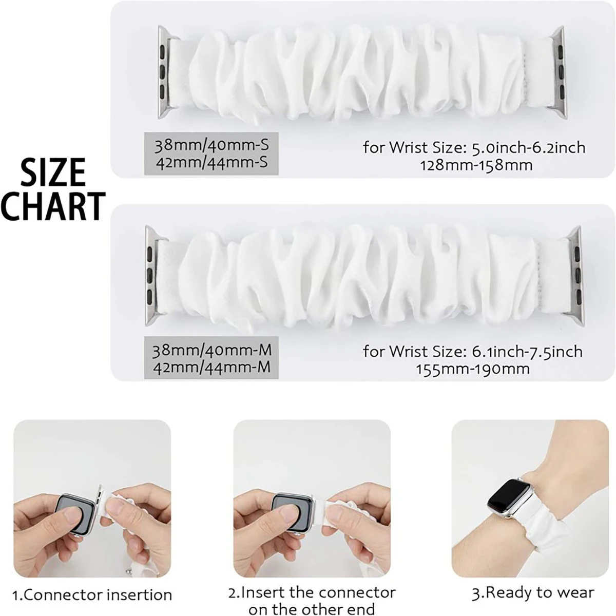 Scrunchie Elastic Compatible with Apple Watch Band 38mm/40mm/41mm 42mm/44mm/45mm, for iWatch Series 8/7/SE/6/5/4/3/2/1