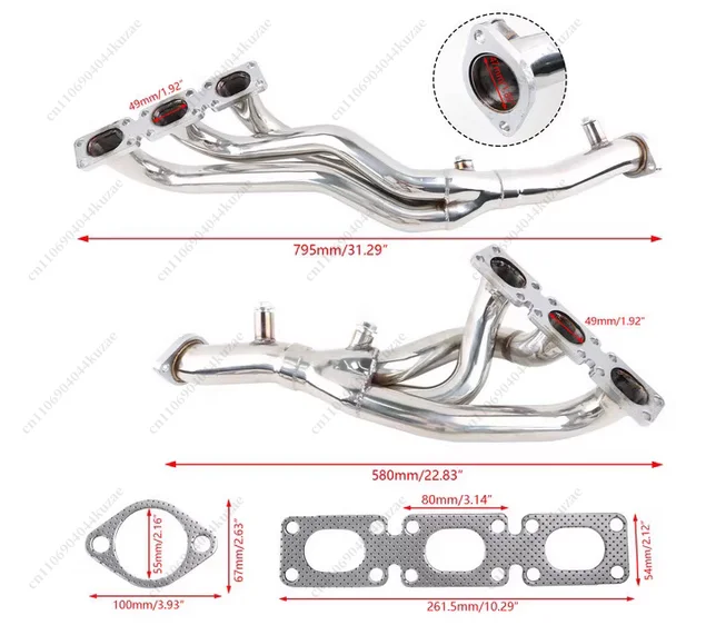 Stainless Steel Exhaust Manifold Header for E46 E39 Z4 2.5L 2.8L L6 Tailpipe Corrosion-Resistant Steel Non-Rusting Steel 6L