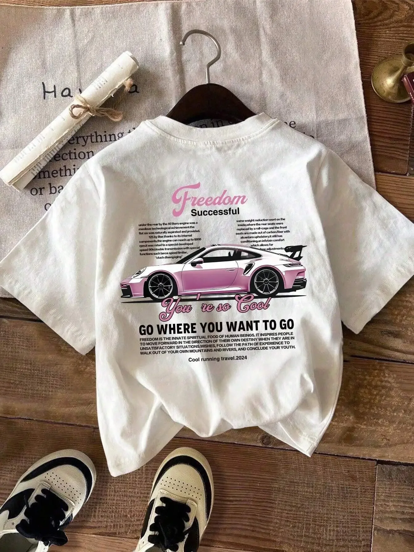 Car Print T Shirt Theme Casual Streetwear Unisex Women Men High Quality Casual Women's Clothing Top Tees