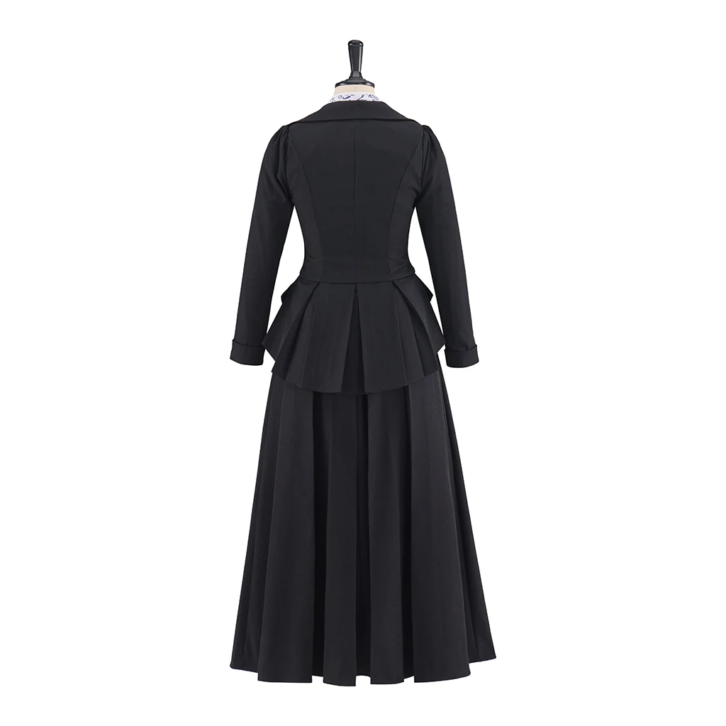 신사 잭 코스프레 의상 모자와 여자의 빅토리아 검은 드레스 할로윈 볼 가운 자켓 스커트 중세 의상
