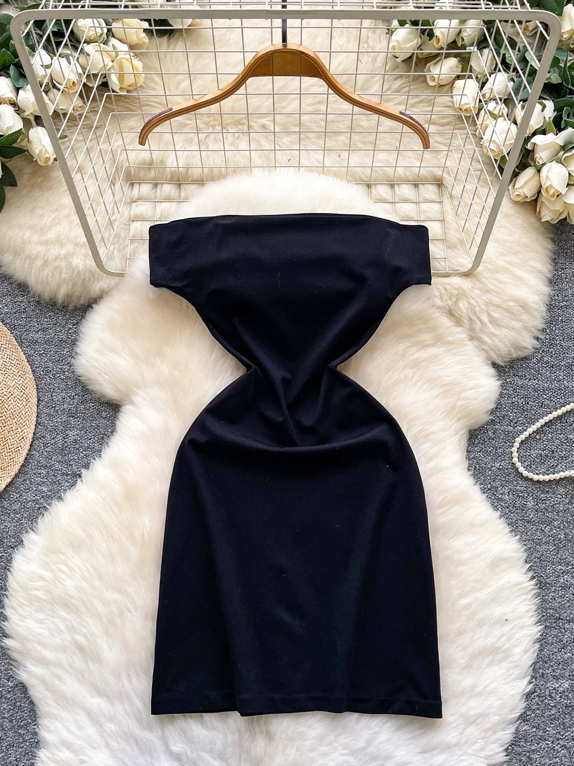 

Pure Desire Sexy Girl Design Summer Bla High Waist Slimming A-Line Dr Women's Svel High Waist Constricting Dr