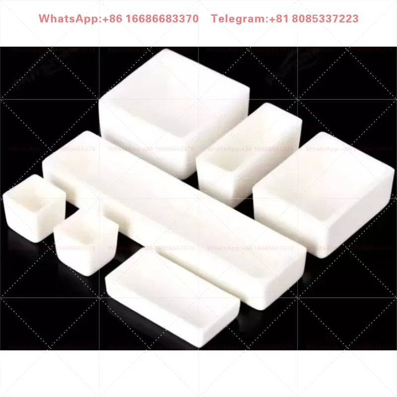 10 PCS Alumina Corundum Crucible Square Ceramic Boat for Laboratory Tube Furnace