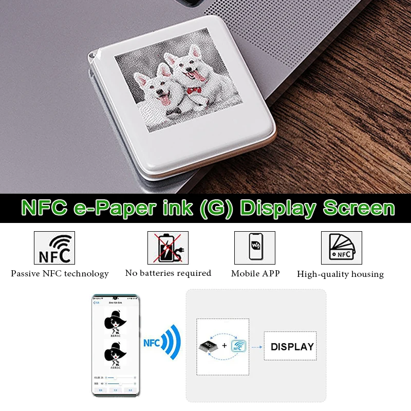 

1.54-inch Passive NFC e-Paper ink (G) No Need Battery For Image Photo Album Nameplate Display Wireless Power & Data T