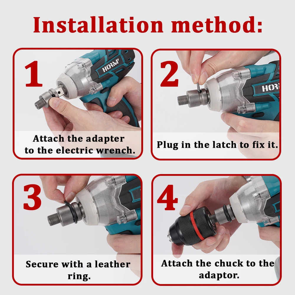 Self Locking Metal Chuck Drill Keyless 13mm Quick Change Conversion Wrench Adapter 1/2 UNF Impact Electric Hammer