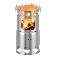 Lixada Camping Wood Stove Portable Firewoods Furnace Stainless Steel Outdoor Stove Cooking Burner Lightweight Picnic Wood Stove