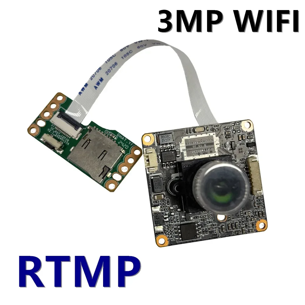 RTMP Wifi 3MP 30FPS Real Time AI IP Camera Module RTMP Ultra Low-illumination SD Card Support P2P Onvif CCTV