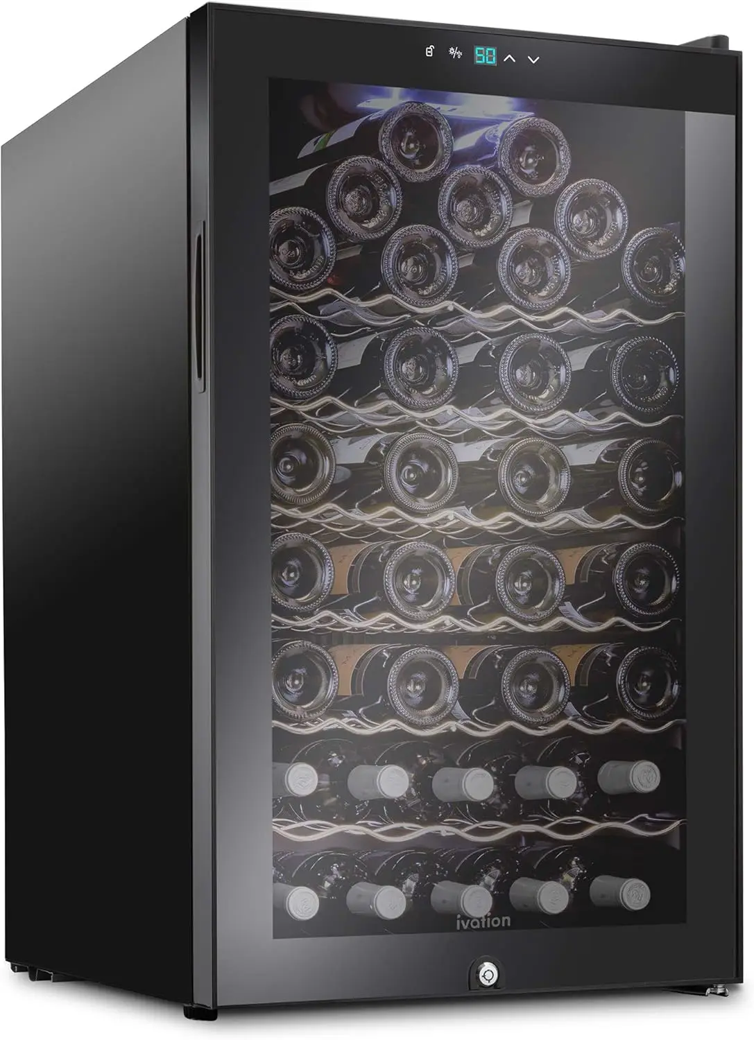 51 Bottle Compressor Wine Cooler Refrigerator w/Lock | Large Freestanding Wine Cellar For Red, White