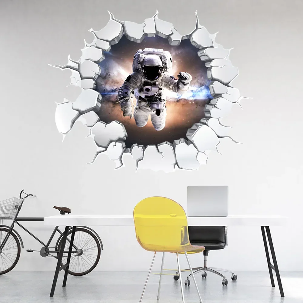 Space Galaxy Planet Wall Stickers for Kids Room Home Decor Living  Boy Bedroom Landscape Broken Universe Mural Decals Muraux