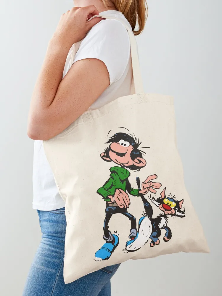 Gaston Lagaffe Movie Cartoon Color Big Ben walking with cat Tote Bag Candy bags handbag bags for women shopping bag logo