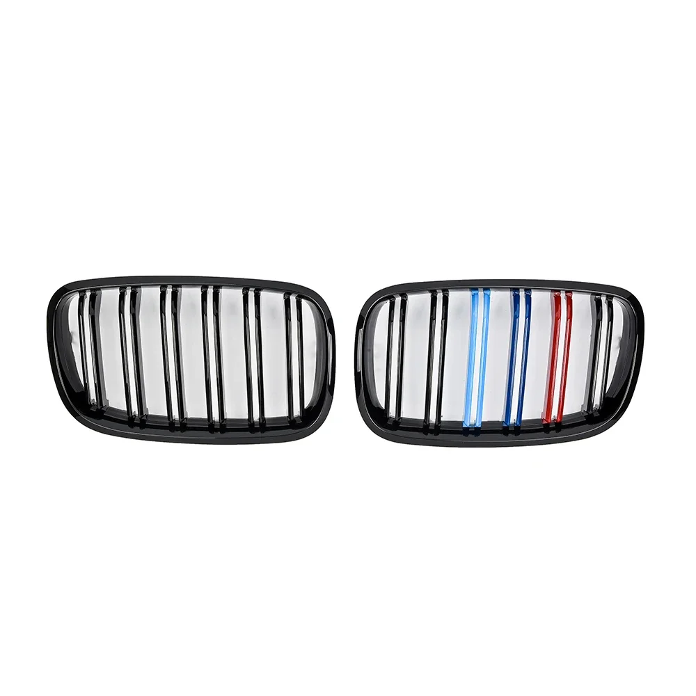 New Look Car Grille Grill Front Kidney Glossy 2 Line Double Slat For BMW X5 E70 2007-2013 X6 E71 E72 2008-2014 Car Accessories