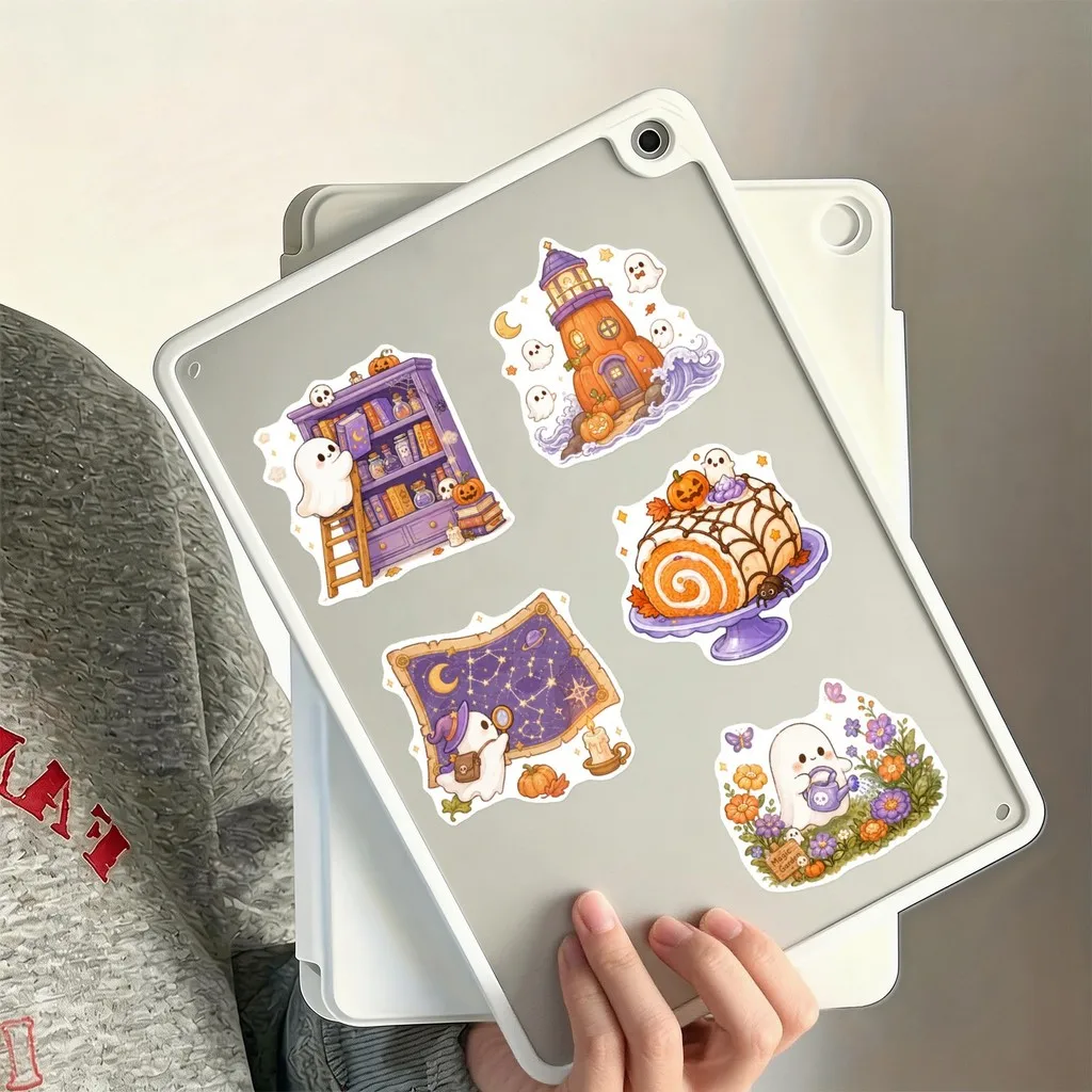 50 Stück Heilende Pastell-Halloween-Aufkleber, Niedliche Geister-, Kürbis- und Dessert-Motive, Wasserfeste Aufkleber für DIY-Journale und Flaschen-Deko – Detail 8