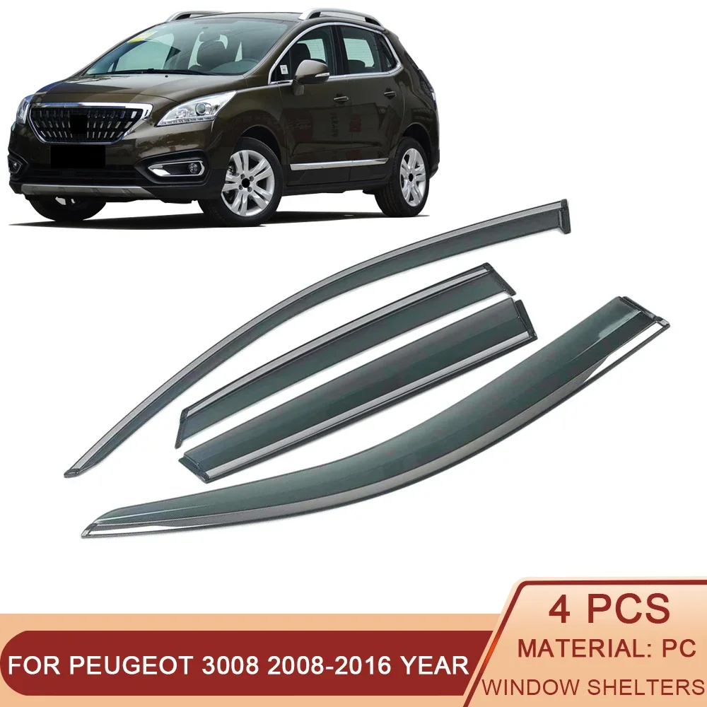 

For PEUGEOT 3008 2008-2016 Car Window Sun Rain Shade Visors Shield Shelter Protector Cover Frame Sticker Exterior Accessories