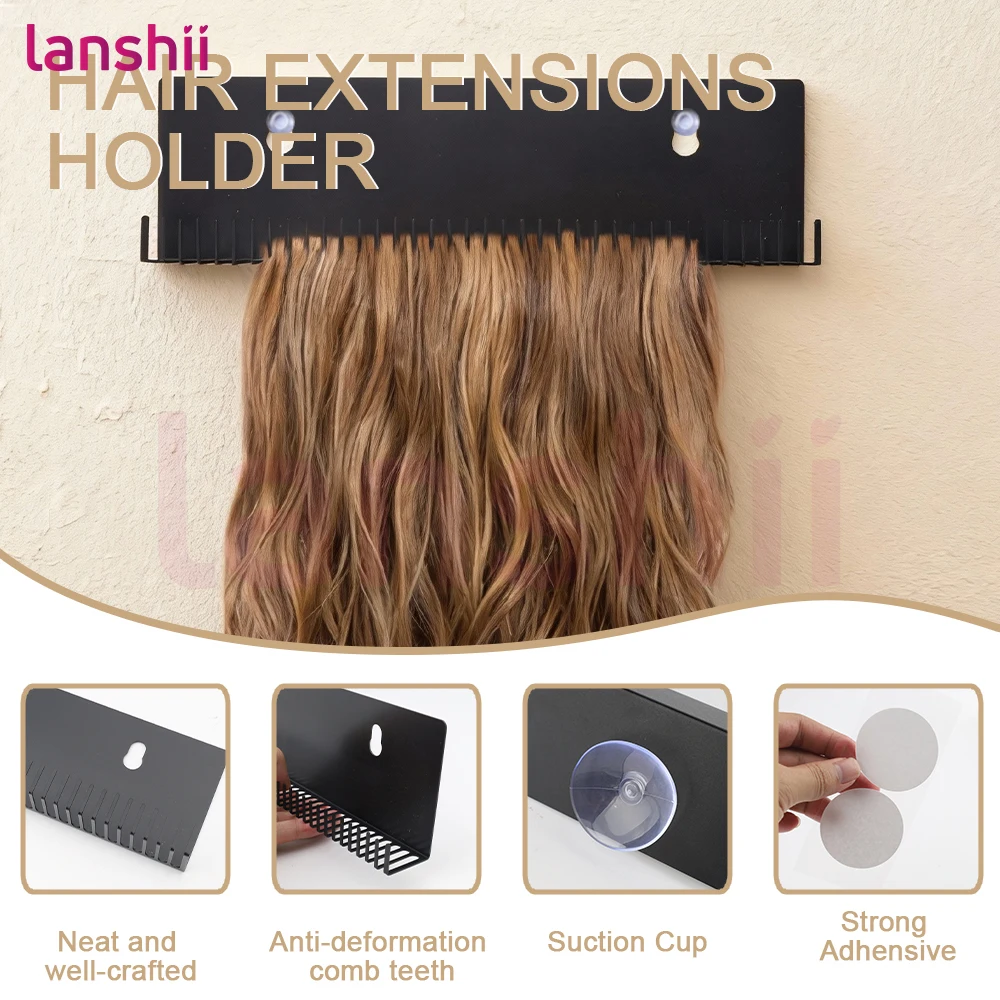 Lanshii Hair Extension Stand, Stainless Steel Holder for Wigs & Extensions, Salon Storage & Styling Organizer