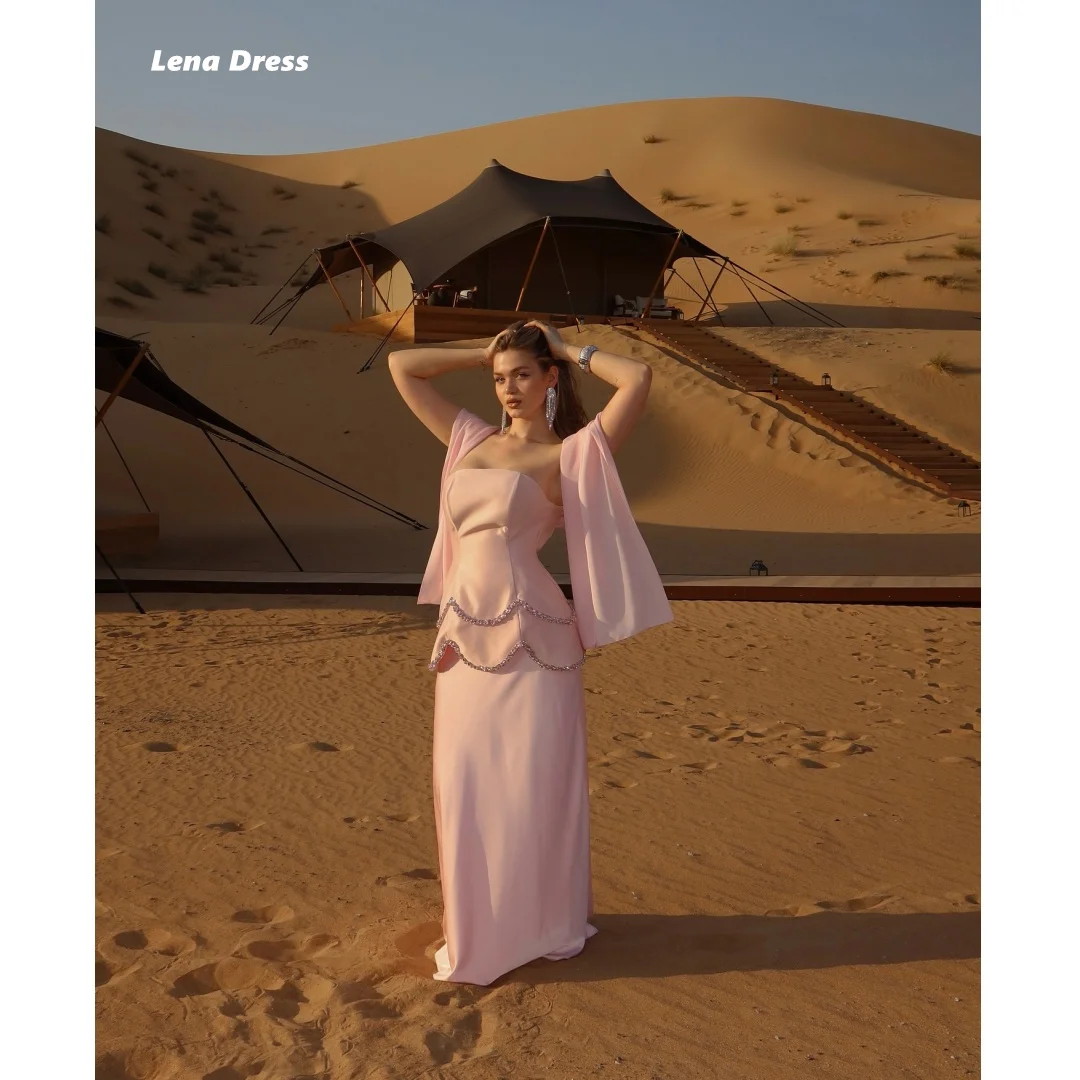 

Lena Роскошные вечерние платья на заказ 2025 Женское роскошное бальное платье с шалью Роскошное платье Рыбий хвост Свадебное платье розового цвета