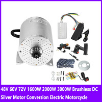 1600W 2000W 3000W 48V 60V 72V Brushless DC Silver Motor Conversion Electric Motorcycle Kart Motor Kit DIY MY1020