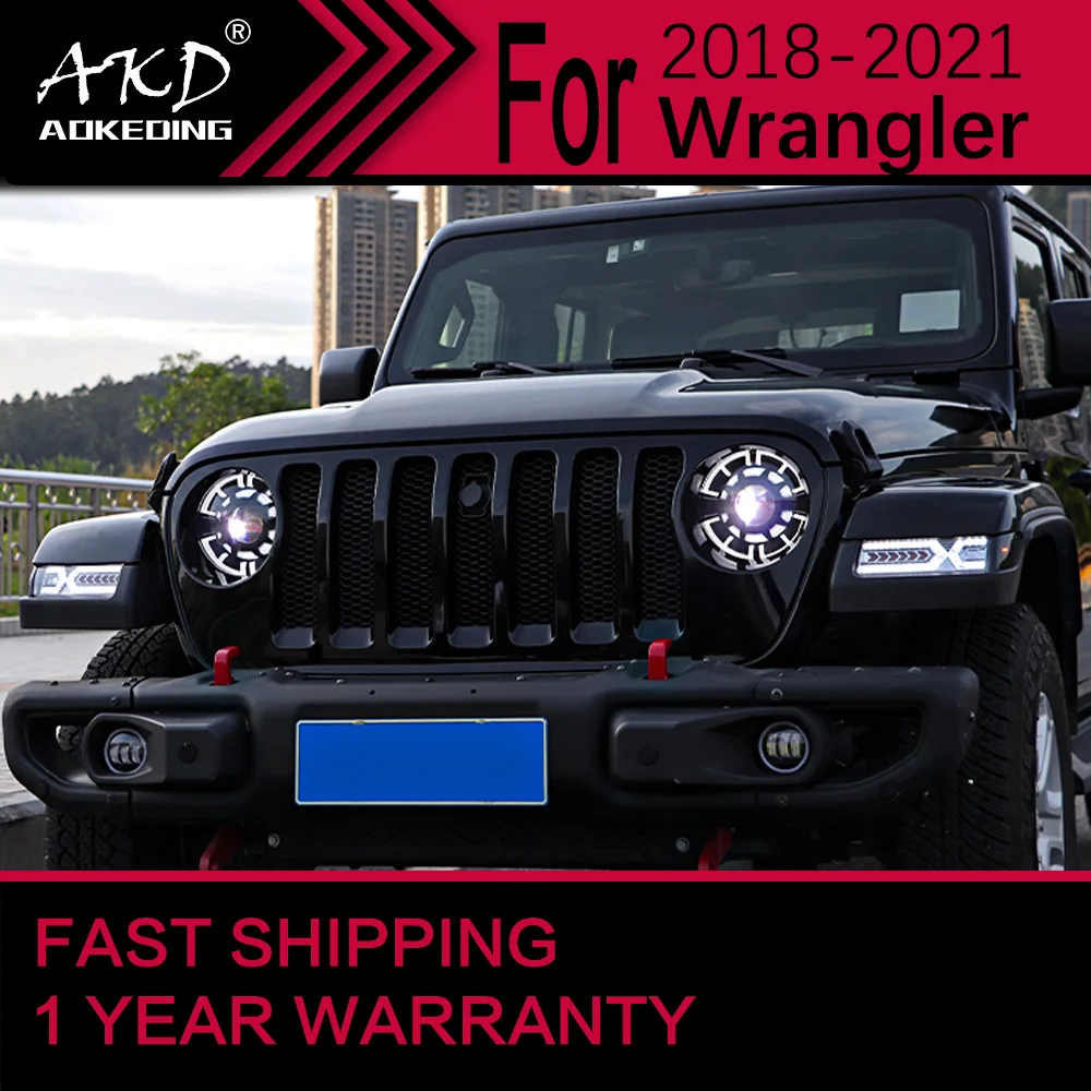 

Автомобильные фары для Jeep Wrangler светодиодный ная фара 2018-2021 Wrangler, передняя фара, объектив проектора Drl, автомобильные аксессуары