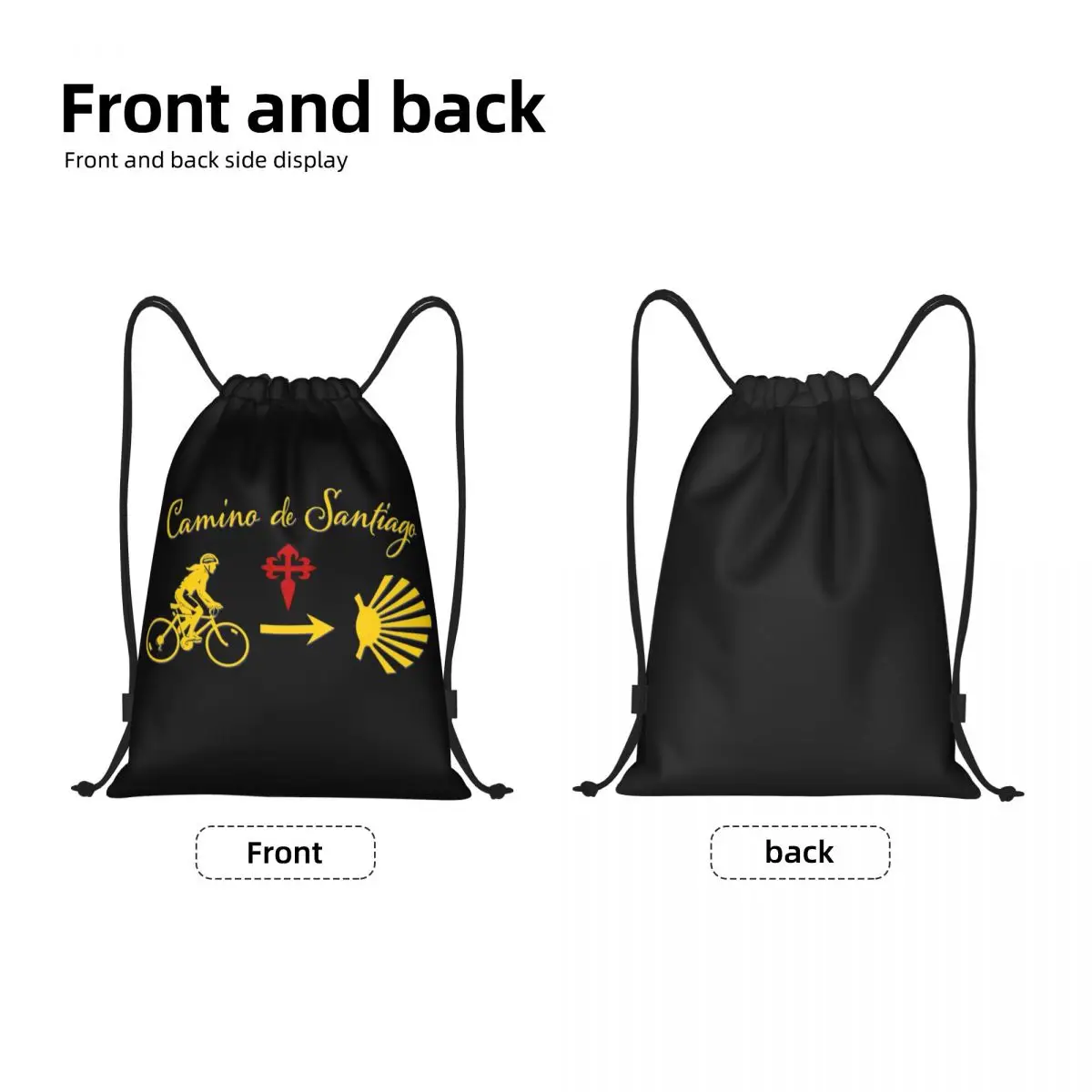 Camino De Santiago Drawstring Bag Men Women Portable Sports Gym Sackpack Bicycle Scallop Shell Training Backpacks