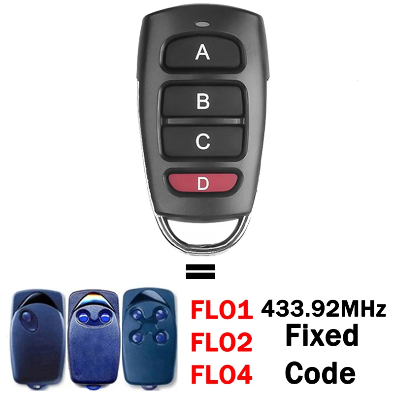 100% Clone FLO4 FLO2 FLO1 Electronic Gate Control 433MHz Fixed Code Garage Door Controls Handheld Remote Control for Gate