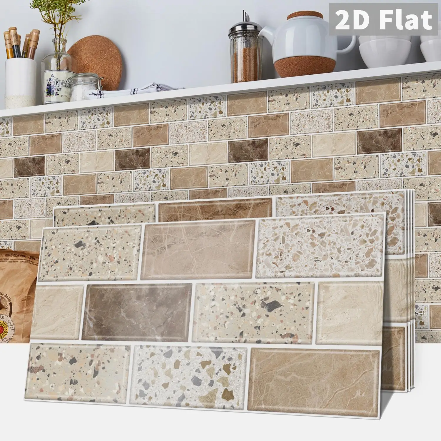 

Wall tile self-adhesive waterproof 2D flat sticker splash proof sticker, suitable for kitchen and bathroom interior decoration