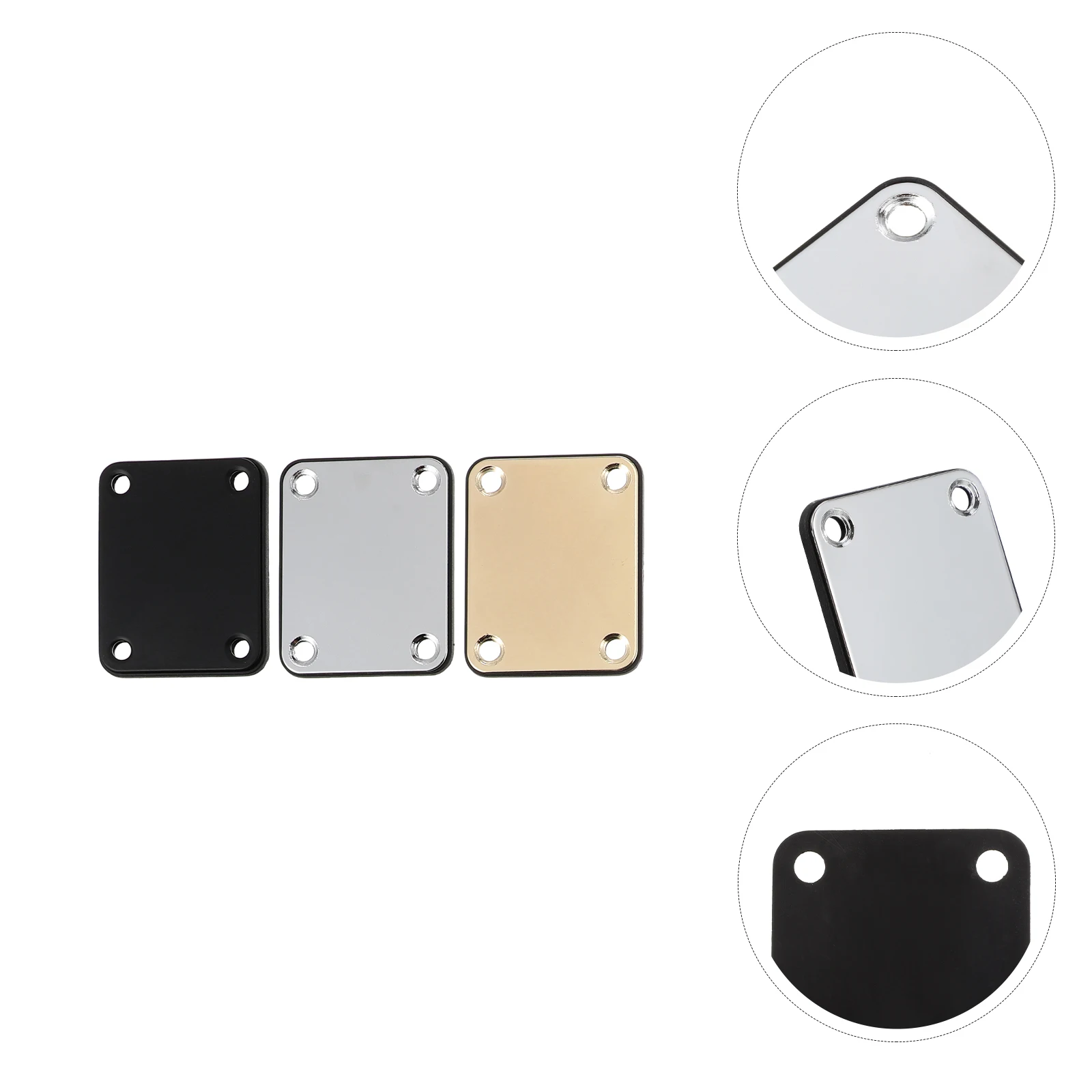 

3Pcs Replacement Neck Plate for Electric Guitar Alloy Scratch Resistant Neck Joint Mounting Plate Guitar Parts
