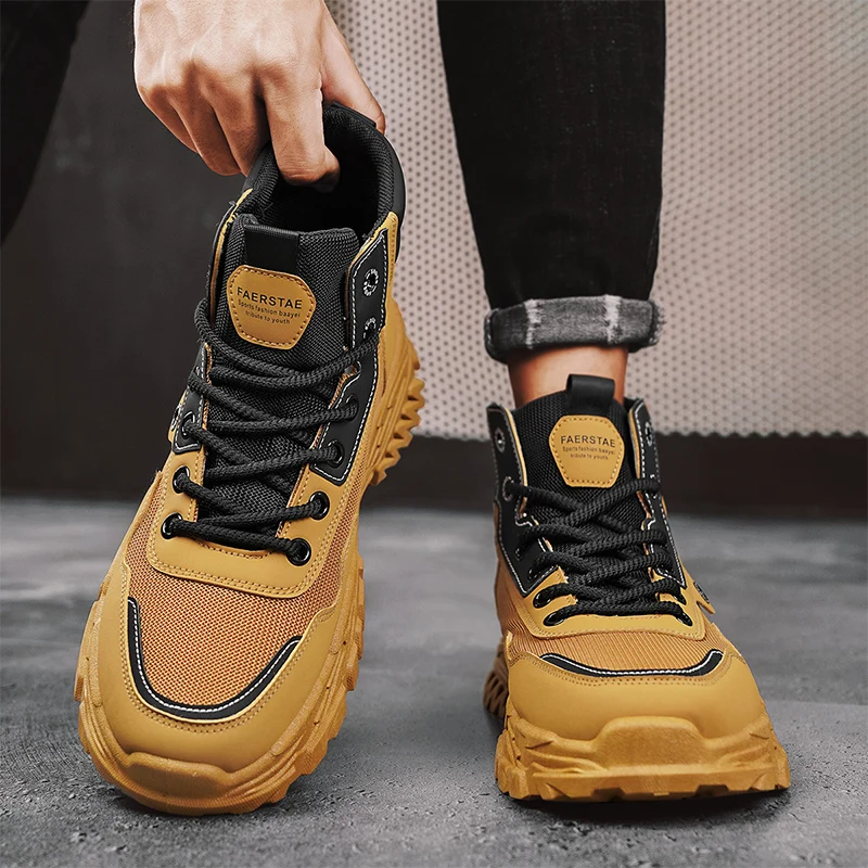 

Men's work boots winter lace-up men's shoes warm safety platform size 44 Promotion designer anti-slip fashion