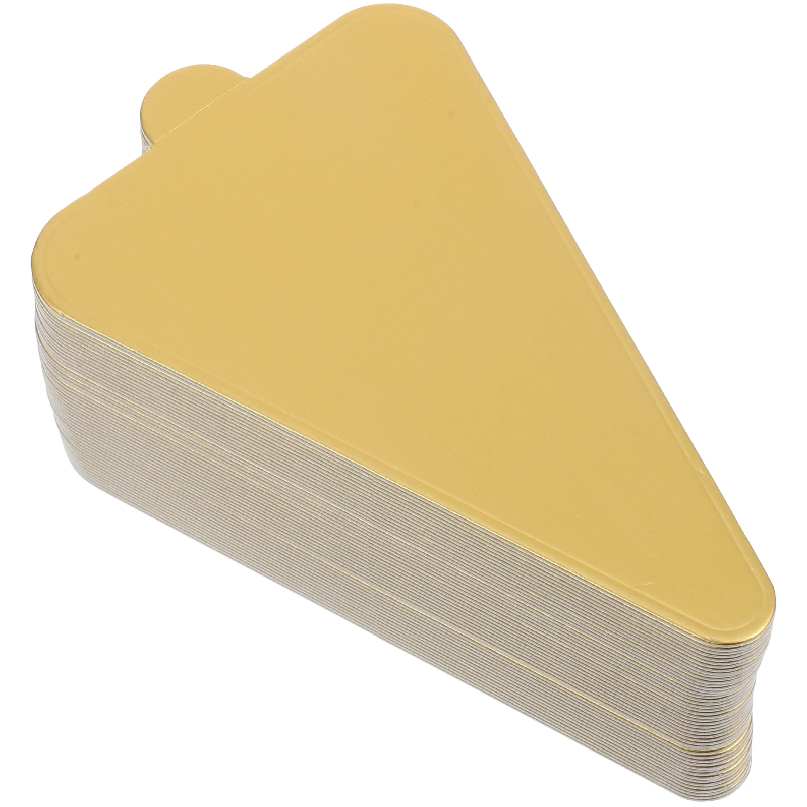 

50 Pcs Cake Base Triangle Gold Pastry Paper Elegant Mousse Pad Safe Dessert Display Tray For Wedding Birthday Parties